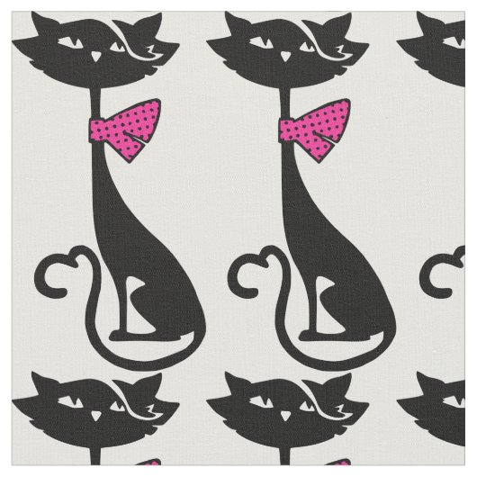 可愛い黒猫生地 ファブリック (クローズアップ)