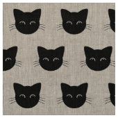 可愛い黒猫顔柄 ファブリック (見本)