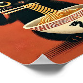 可愛い黒猫食べラーメンかわいい麺壁 ポスター (角)