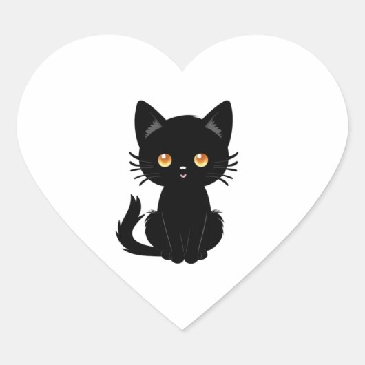 可愛い黒猫2 ハートシール (正面)