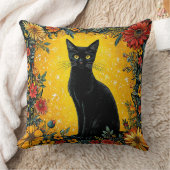 可愛い黒猫 クッション (ブランケット)