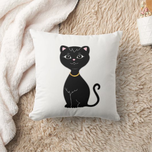 可愛い黒猫 クッション (ブランケット)