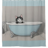 可愛い黒猫 シャワーカーテン (正面)