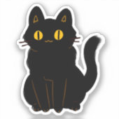 可愛い黒猫 シール (正面)