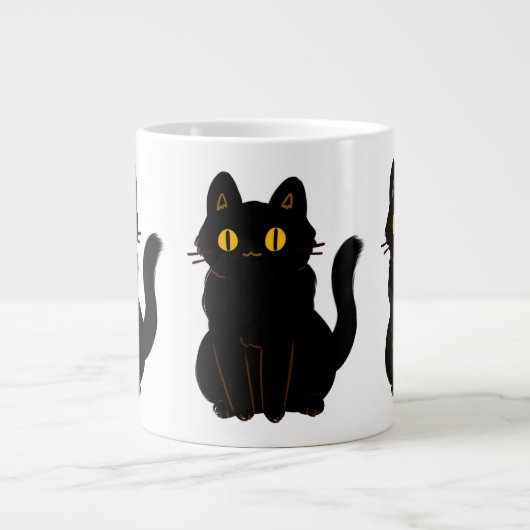 可愛い黒猫 ジャンボコーヒーマグカップ (正面)