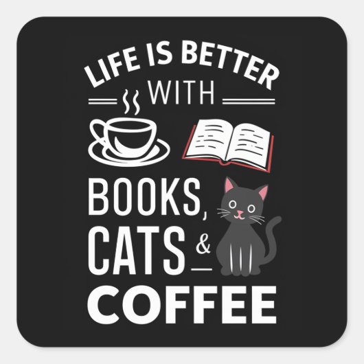 可愛い黒猫 スクエアシール (正面)