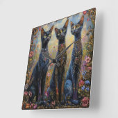 可愛い黒猫 スクエア壁時計 (傾斜)