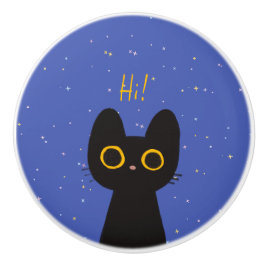 可愛い黒猫 セラミックノブ