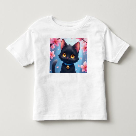 可愛い黒猫 トドラーTシャツ (正面)