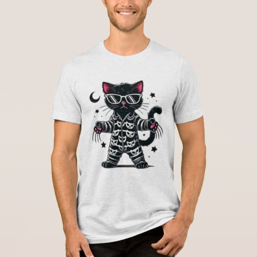 可愛い黒猫 トライブレンドTシャツ (正面)