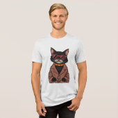 可愛い黒猫 トライブレンドTシャツ (正面全面)