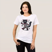 可愛い黒猫 トライブレンドTシャツ (正面全面)