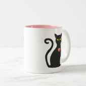 可愛い黒猫&ピンクハート ツートーンマグカップ (正面右)
