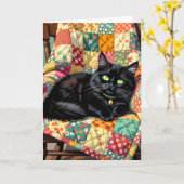 可愛い黒猫 | 君考えの事 カード (黄色い花)