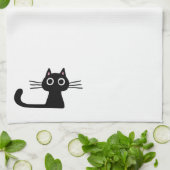 可愛い黒猫 | 目の大きい子猫 キッチンタオル (折り畳み)