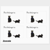 可愛い黒猫 長方形シール (シート)