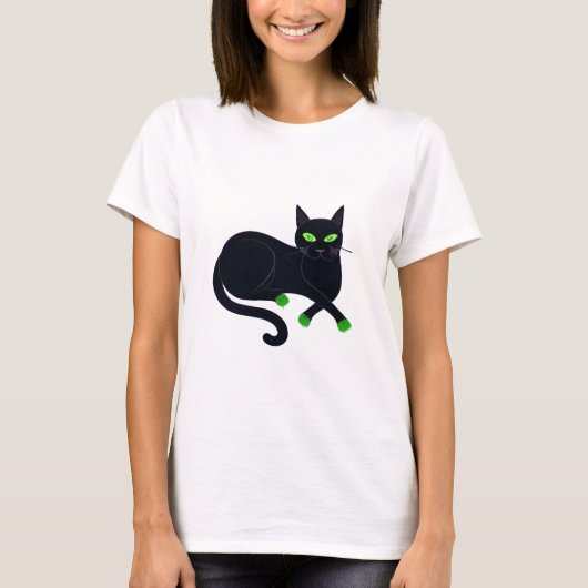 可愛い黒猫 Tシャツ (正面)
