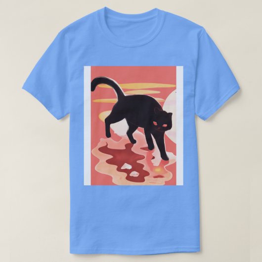 可愛い黒猫 Tシャツ (デザイン正面)