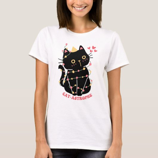 可愛い黒猫 Tシャツ (正面)