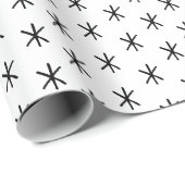 可愛い黒白の手で描いた雪片の星 ラッピングペーパー (ロールコーナー)