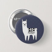 可愛い黒白ラマ&白ドット 缶バッジ (正面&裏面)