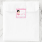 可愛い黒髪バレリーナ'私は行った' スクエアシール (バッグ)