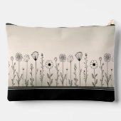 可愛い黒/緑の花のグラデーションドードル花嫁メイド アクセサリーポーチ (裏面)