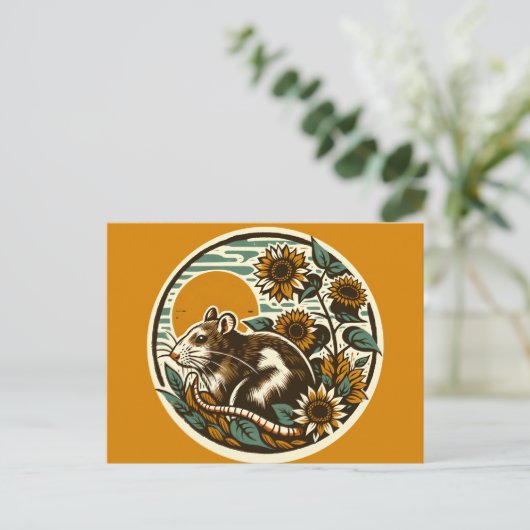 可愛い齧歯動物のペットレイズデザイン ポストカード (スタンド正面)