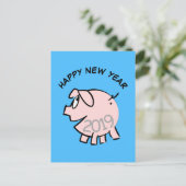 可愛い３つの漫画イラスト豚年誕生日PoC インビテーションポストカード (スタンド正面)