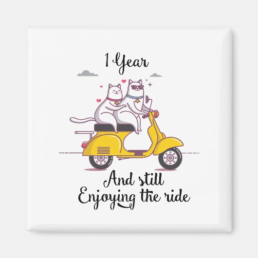 可愛い1年のアニバーサリーギフト マグネット (正面)