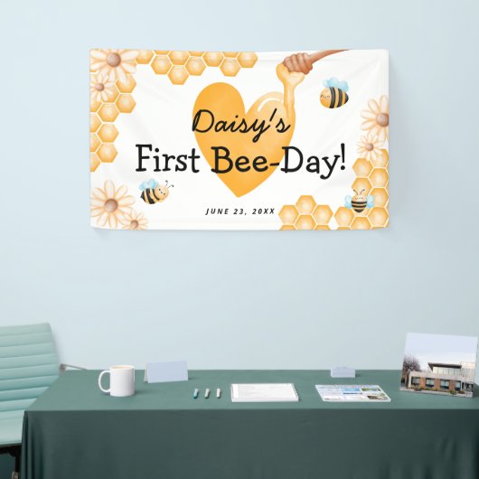 可愛い1日目のビーデー!最初の誕生日 横断幕 (トレードショー)