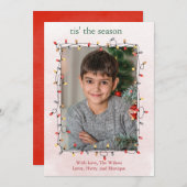 可愛い1枚フォトストリングライトクリスマス シーズンカード (正面/裏面)