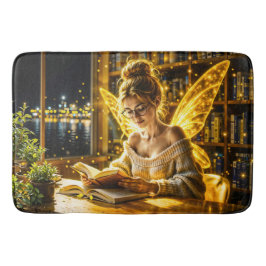 可愛い10代の妖精読の魔法のキラキラ光 バスマット