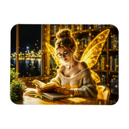 可愛い10代の妖精読の魔法のキラキラ光 マグネット