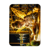 可愛い10代の妖精読の魔法のキラキラ光 マグネット (縦)
