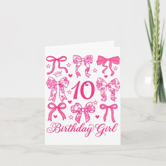可愛い10歳の誕生日 コケットボウ 10歳の誕生日の女の子 カード (正面)