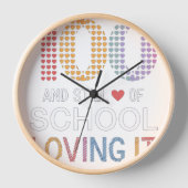 可愛い100日の学校と愛し続けるハート 壁時計 (正面)