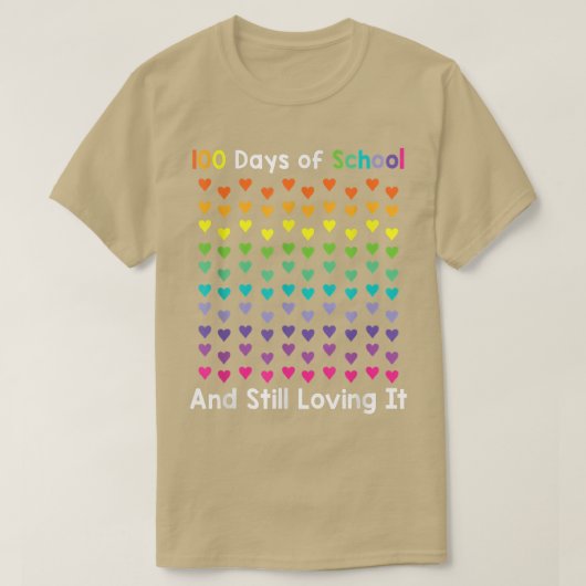 可愛い100日の学校と愛し続けるハート Tシャツ (デザイン正面)