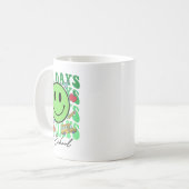 可愛い100日目の学校の緑の先生スマイルフェイスK コーヒーマグカップ (正面左)