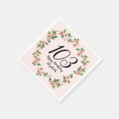 可愛い103歳の誕生日ピンクの花柄 スタンダードカクテルナプキン (角)