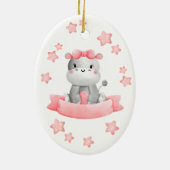 可愛い1stクリスマス祖父母ベビーガールHippo セラミックオーナメント (裏面)