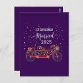 可愛い1stクリスマス結婚した2025タンデム自転車 ポストカード (正面/裏面)