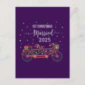 可愛い1stクリスマス結婚した2025タンデム自転車 ポストカード (正面)