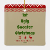 可愛い1st醜いセータークリスマスベビー新婚ノルド セラミックオーナメント (裏面)