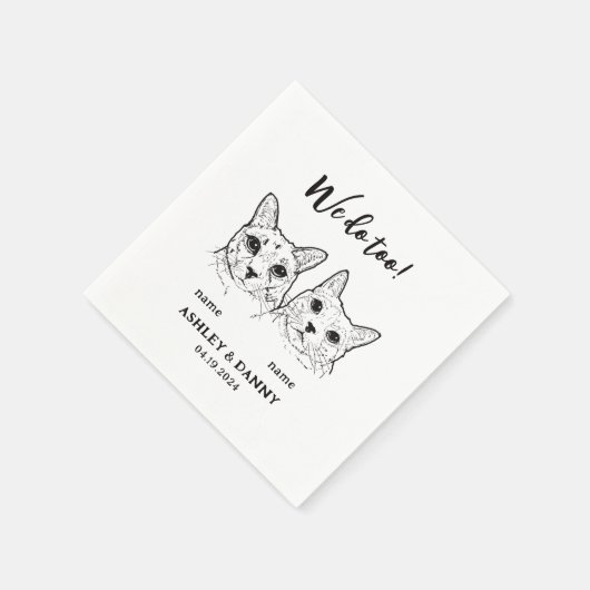 可愛い2匹の猫が飼っているカクテル結婚ズ スタンダードカクテルナプキン (角)