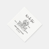 可愛い3匹のペットスケッチ犬猫結婚さん スタンダードカクテルナプキン (角)