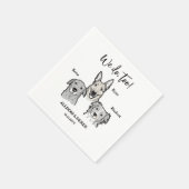 可愛い3匹の犬ペットスケッチ結婚アートワーク スタンダードカクテルナプキン (角)