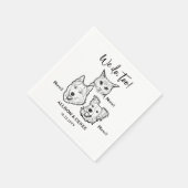 可愛い3匹ペット犬の猫顔スケッチ結婚も スタンダードカクテルナプキン (角)
