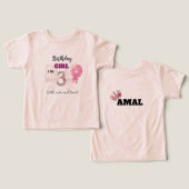 可愛い3歳の誕生日の女の子の花柄シャツ - スウィート&サッシー (デザイン正面&裏面)