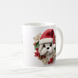 可愛い3-Dシーズー(犬) – 津犬クリスマスラップ コーヒーマグカップ